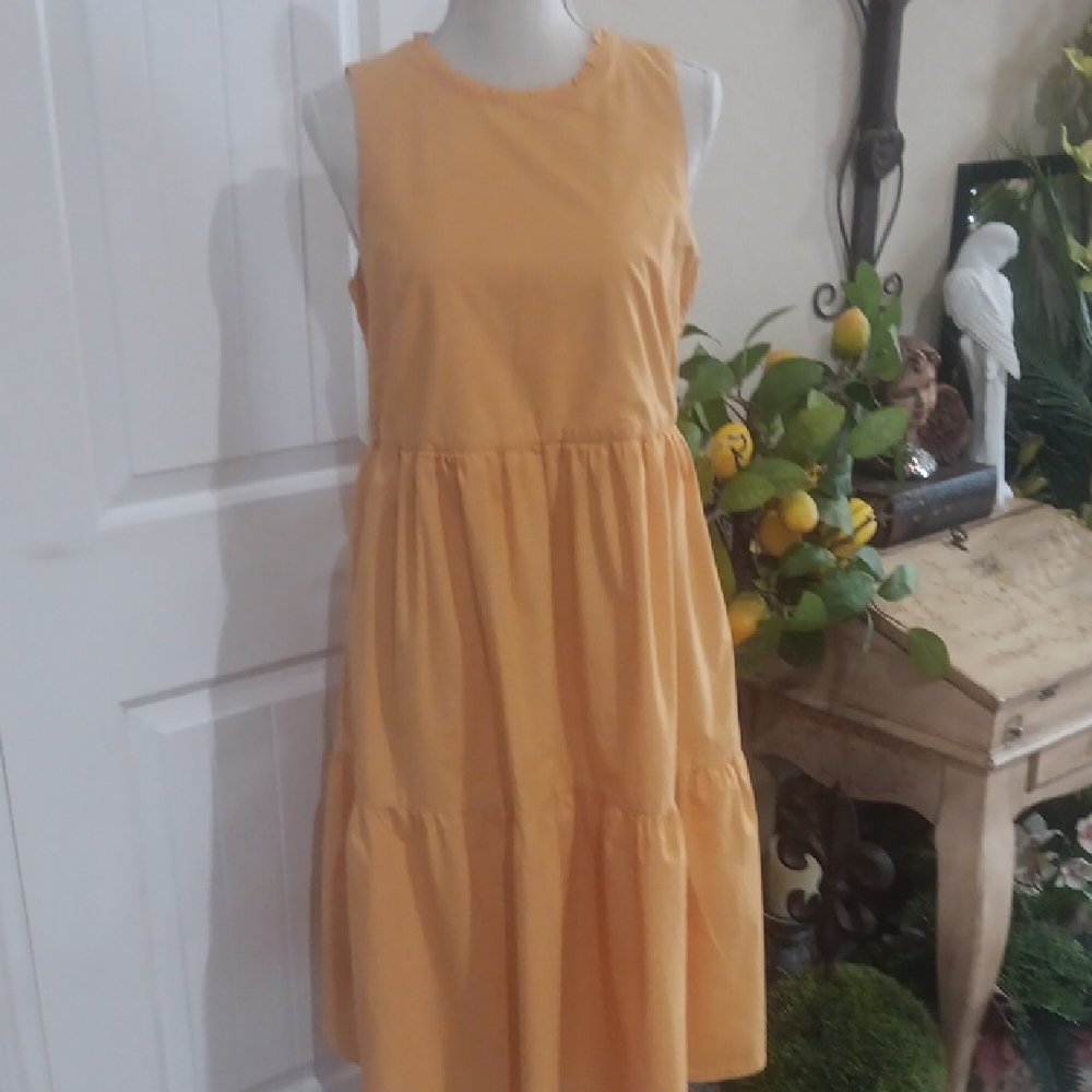 J. Crew Orange Casual Sleeveless Tiered Midi Dress